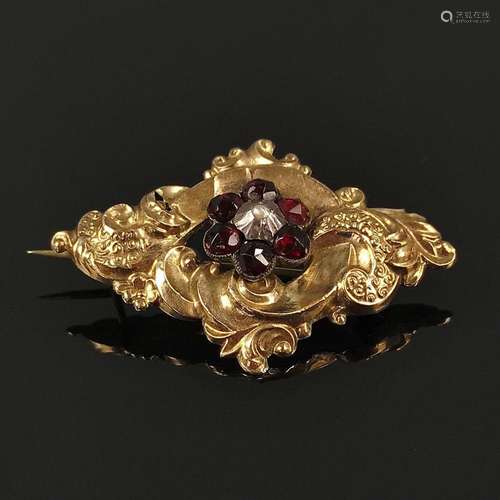 Biedermeier gold brooch, 585/14K yellow gold (tested), 4,3g,...