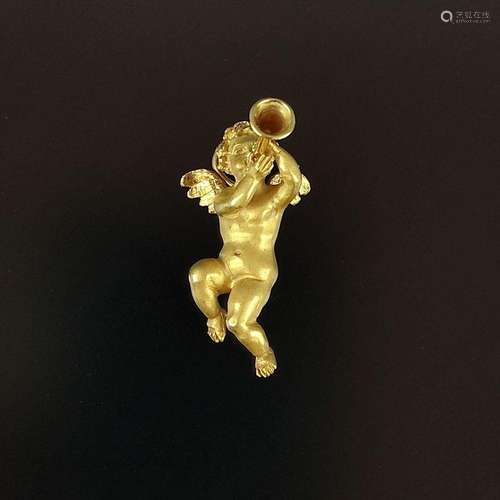 Fancy angel pendant, 750/18K yellow gold, 14,2g, matted and ...