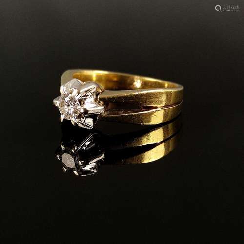 Brilliant gold ring, 585/14K yellow gold, 6.62g, center set ...