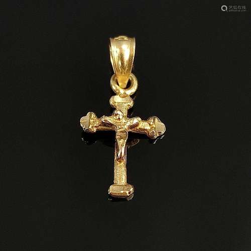 Cross pendant, 417/10K yellow gold, 0,53g, length approx. 2c...