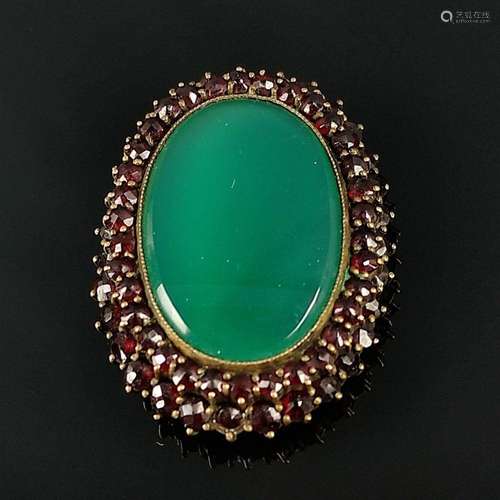 Antique garnet brooch, original tombac setting, 8,3g, oval s...