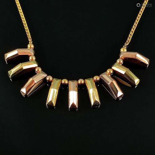 Extravagant vintage necklace, 585/14K rose/yellow gold and c...