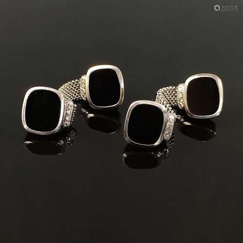 Cufflinks, Meister Juwelier Zurich, 750/18K white gold, 26g,...