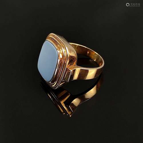 Men s ring with layered stone, 585/14K yellow gold (tested),...