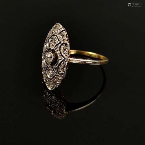 Art Deco ring, 585/14K white/yellow gold, 2,3g, center old c...