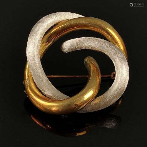 Vintage brooch, 585/14K white/yellow gold, 10,63g, made of t...