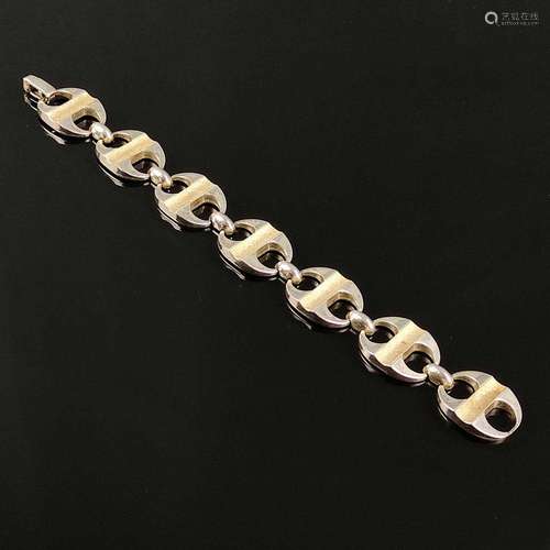 Art deco designer bracelet, silver 835, 31,3g, signed "...