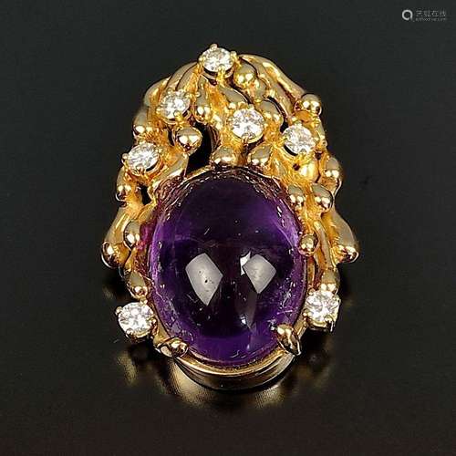 Design amethyst diamond pendant, Gloor, 750/18K yellow gold,...