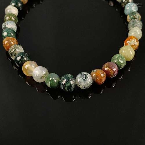 Moss agate necklace, 128,42g, handmade, fine polished natura...