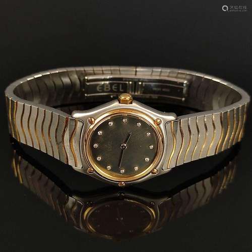 Wristwatch, Ebel, Wave, set with diamonds, round face set wi...