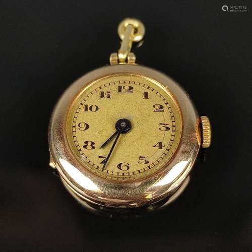 Lady s pocket watch, Switzerland, 585/14K red gold, total we...