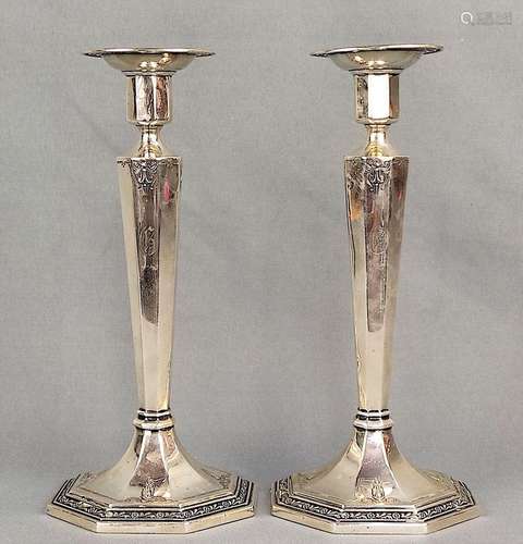 Pair of candlesticks, 925 silver, 901g, 1925, Gorham, Americ...