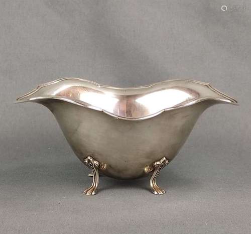 Footed bowl, sterling silver, 166g, on four curved feet, fla...