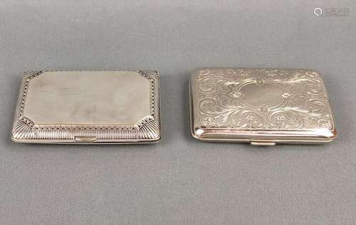 Two cigarette cases, one WMF, silver plated, 86g, around 192...