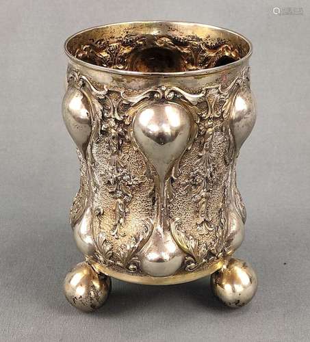 Spherical footed goblet, baroque shape, silver 800, 352g, la...