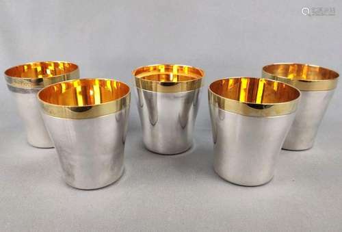 5 silver cups, sterling silver, Jakob Grimminger, Schwäbisch...