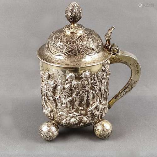 Large ball foot tankard/ lidded tankard, Germany, Historicis...