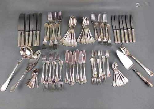 Cutlery, Christofle Paris, Malmaison, for 12 persons, silver...