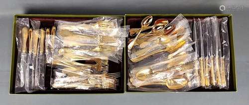 Cutlery set, Christofle, Paris, decor Marly, gilded, 80 piec...