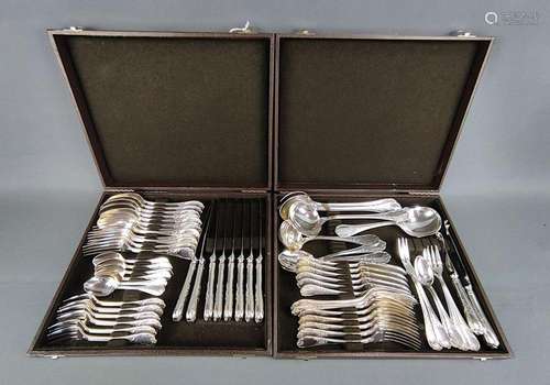 Cutlery set, Christofle, Paris, decor Marly, silver plated, ...