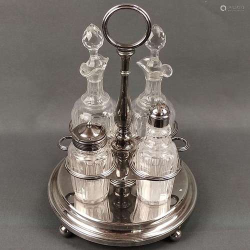 Cruet, Christofle, Paris, silver plated, round stand on four...