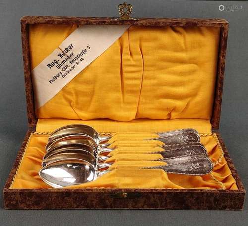 6 coffee spoons, monogrammed "FB", dated 1921, and...