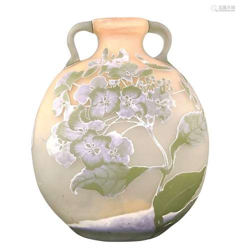 Large handled vase "Groseilles", Emile Gallé, oval...