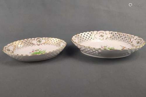 Two bowls, Herend Hungary, decor rosehip, golden decoration,...