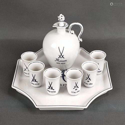 Liqueur set, Meissen sword mark, 2nd choice, for 6 persons, ...