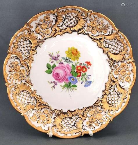 A ceremonial plate, Meissen sword mark, 1st choice, with a r...