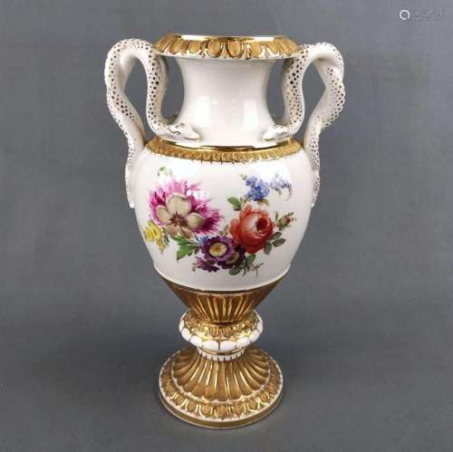 Snake handle vase, knob swords brand Meissen, 1860 to 1924, ...