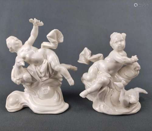 Two porcelain figurines, Nymphenburg, white porcelain, consi...