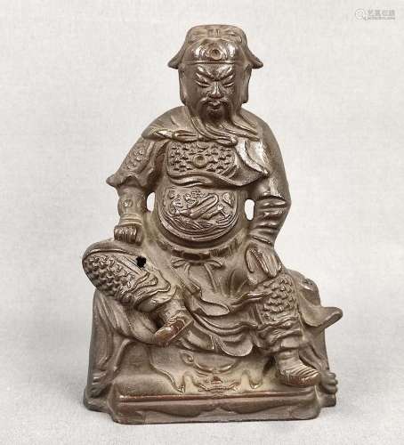 Bronze figure of Guandi, China 18th/19th century, sitting on...