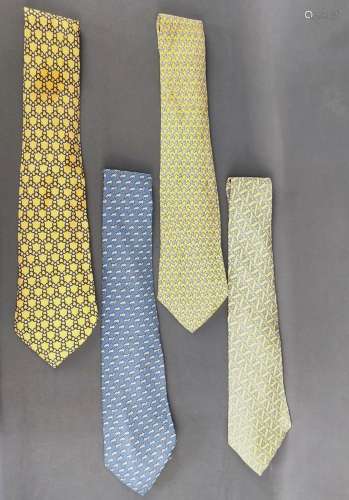 Collection of four HERMÈS silk ties, vintage, consisting of:...