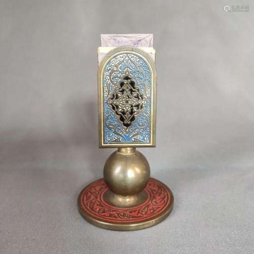 Small matchbox holder, brass with oriental relief, this colo...