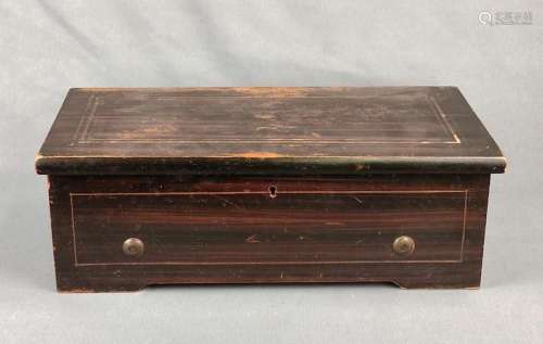 Musical box, around 1880, rectangular wooden body, hinged li...