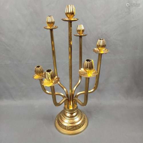 Large candelabra, 7-armed, round stepped stand with chiselle...