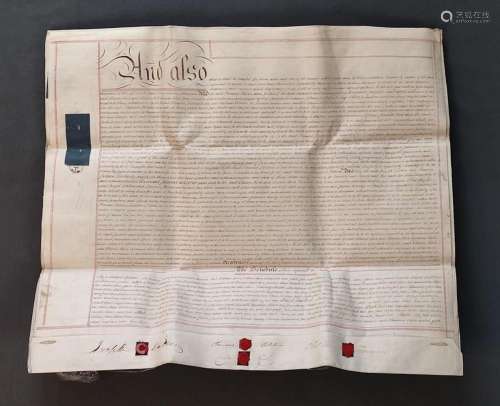 Antique marriage certificate, England, London, 1833, handwri...