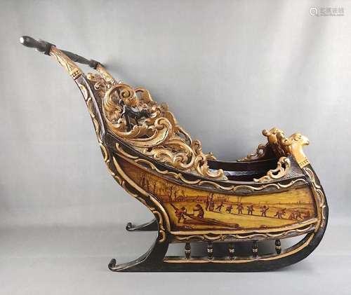 Antique sleigh, carousel/ dolls sleigh, 19th century, wood c...