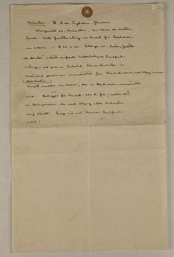 Autograph manuscript, 1/2 page, 8 x 13 inch, February 1932, ...