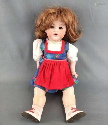 Large Armand Marseille porcelain head doll, with brown sleep...