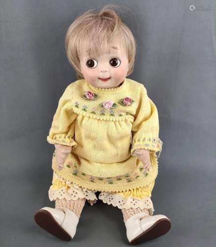 Doll "Googlie" by J.D. Kestner, with brown glass e...