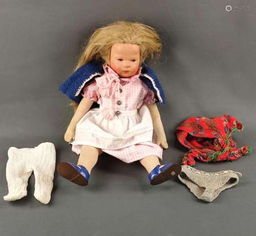 Käthe-Kruse doll, girl, with painted firmly sewn-on nettle h...