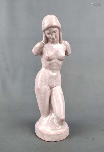 Female nude, fully sculptured on round stand, Hellenistic st...