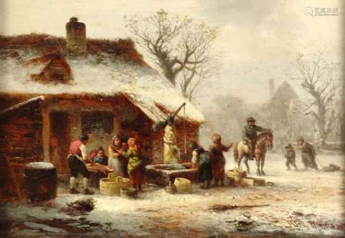 Doll, Anton (1826 - 1887) "Winter in the village",...
