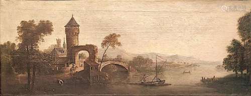 Landscape painter (18th century) "Rhine Landscape"...