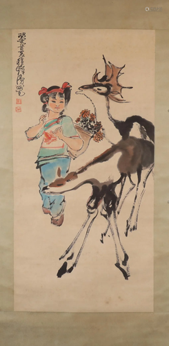 A Lovely Figure Scroll Painting By ChengShiAn Made