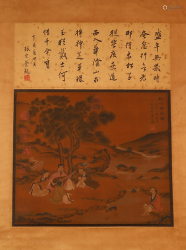 A Delicate Figure Scroll Painting By Li Gonglin