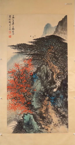 A Wonderful Landscape Scroll Painting Made By Li Xiongcai