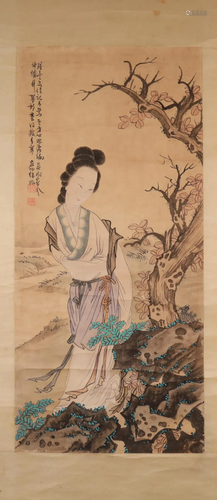 A Gorgeous Figure Scroll Painting By Xu Yansun